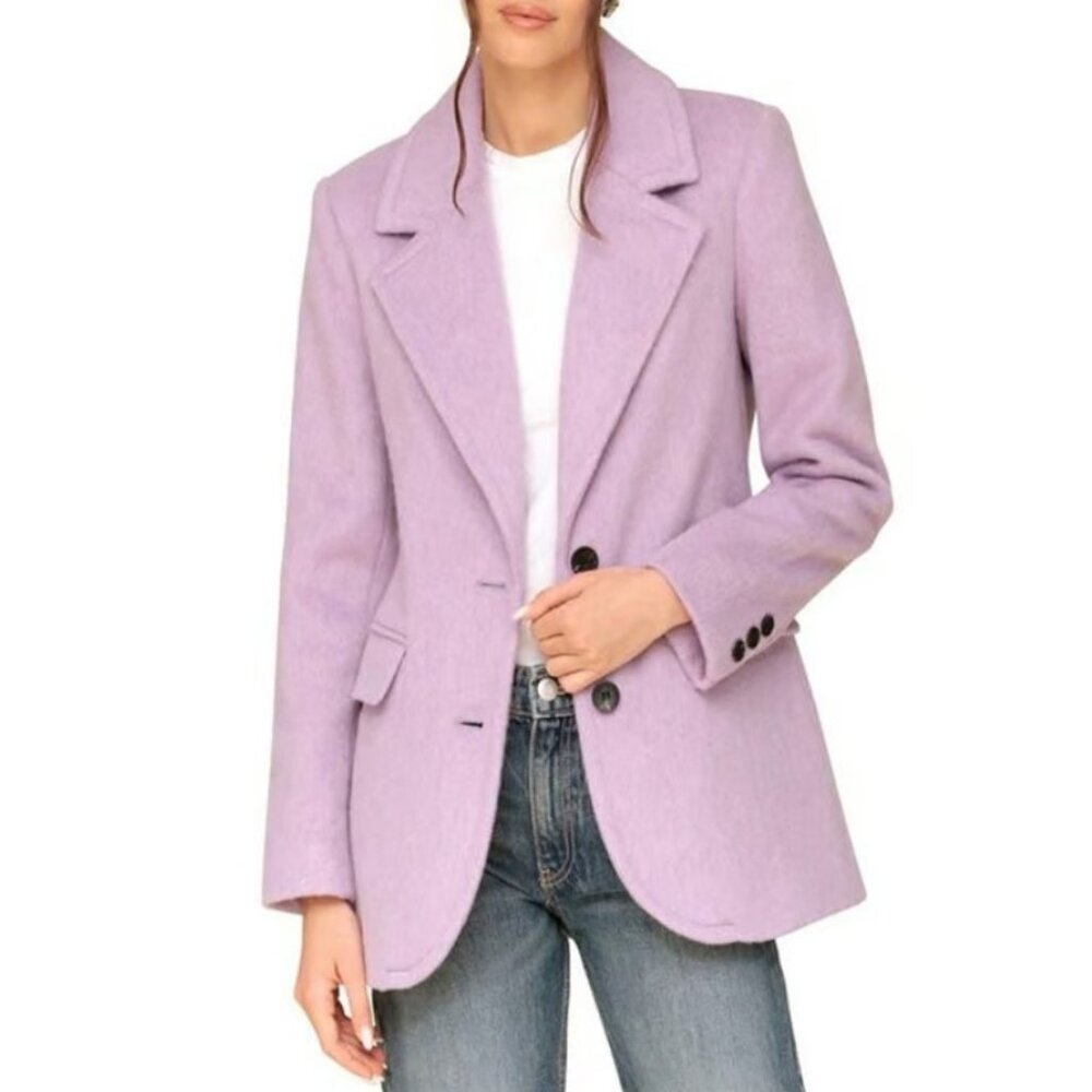AVEC LES FILLES Cozy Boyfriend Wool Blend Blazer Purple NWOT Large